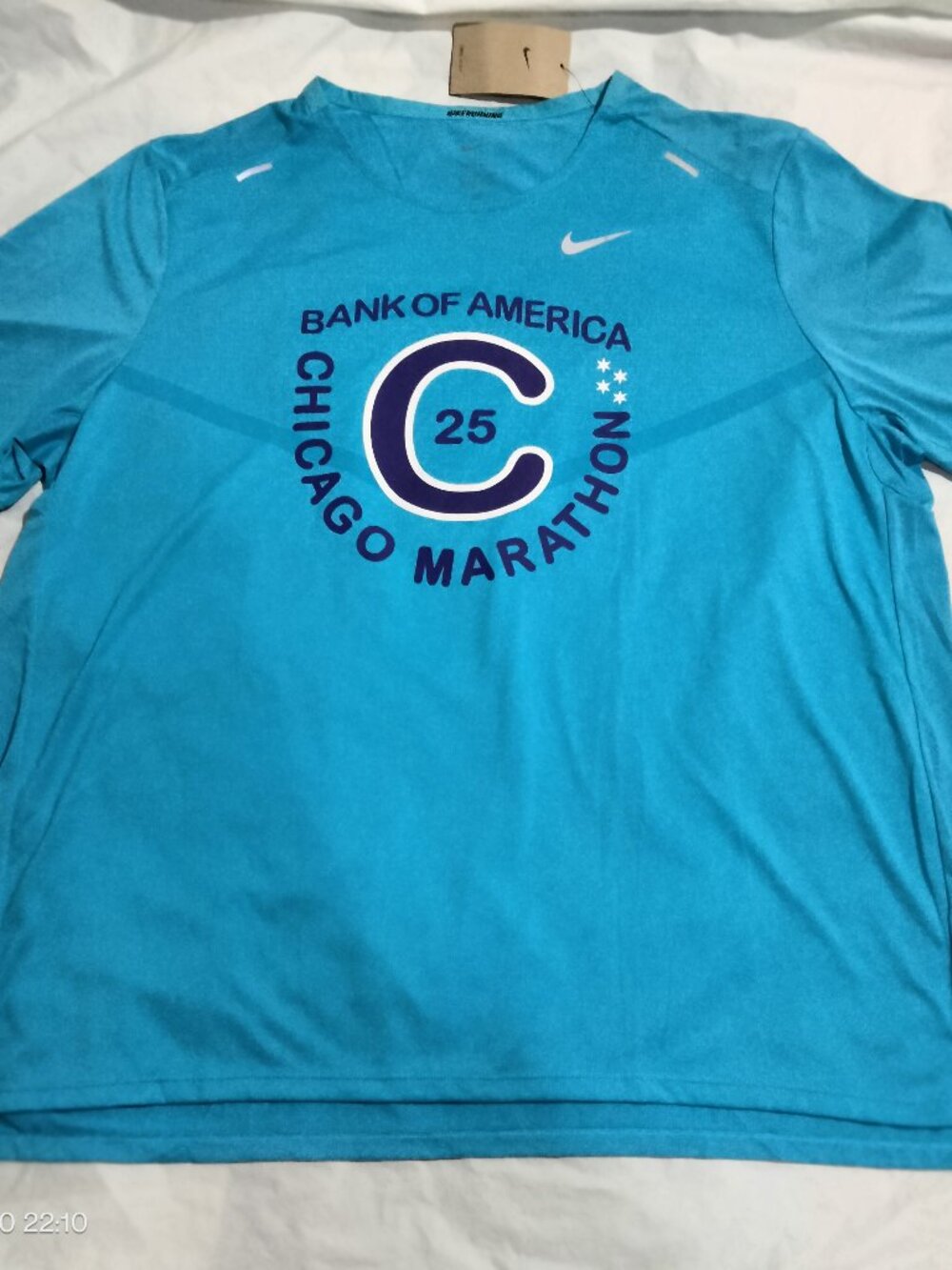 Nike Bank of America Chicago Marathon 2025 Dri-FIT Running Shirt Blue Tee XXL